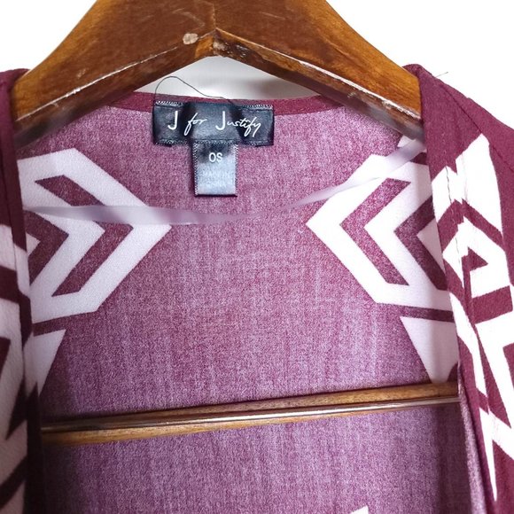 J for Justify Women's One Size Tribal Pattern Kimono Burgundy - Picture 4 of 9